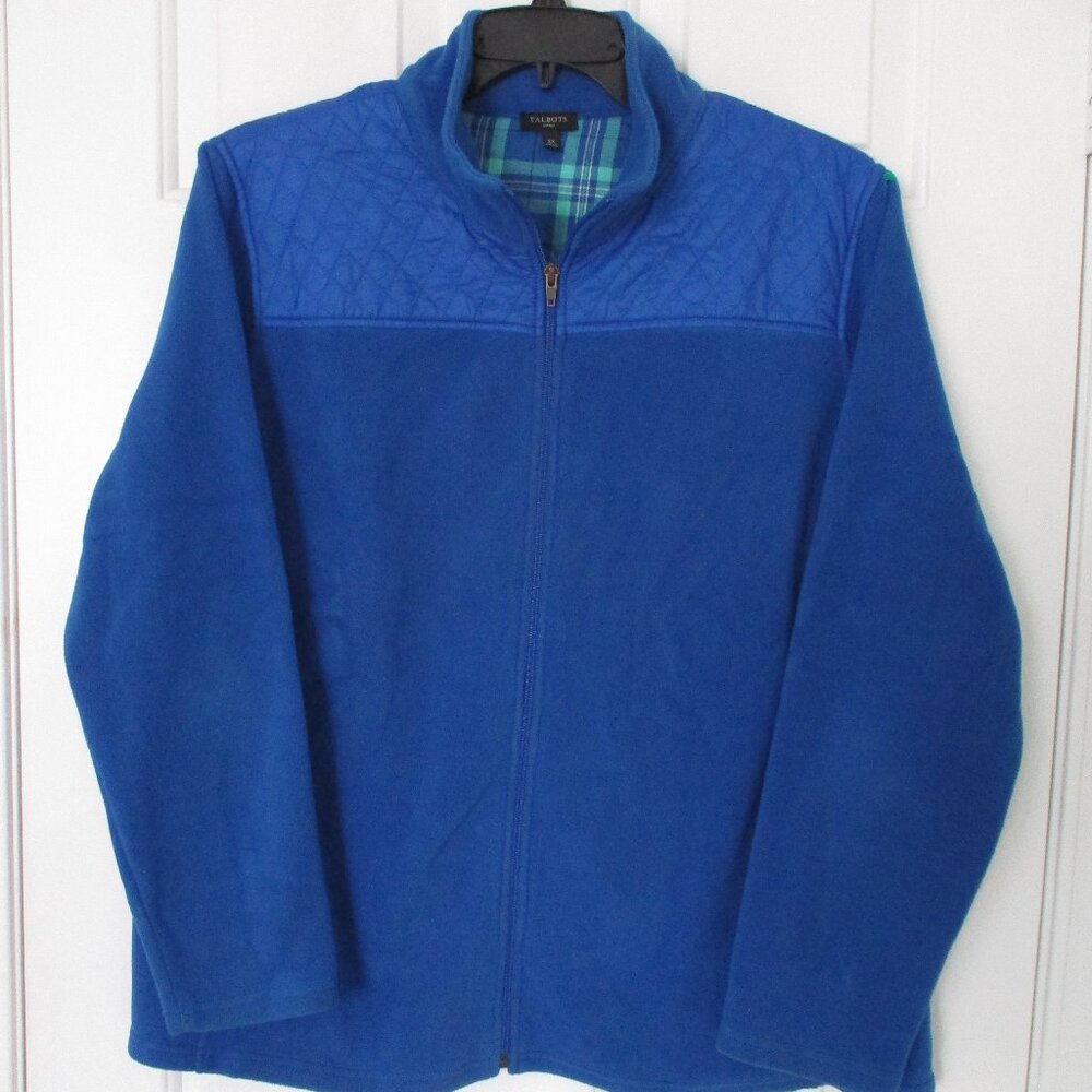 Talbots Womens L/S Royal Blue Fleece Full Zip Sweater - Size 2X